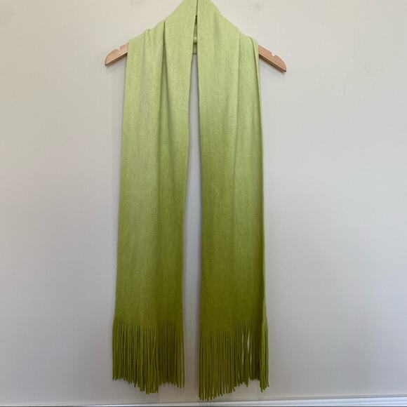 Women's scarf neon green rib knit ombré long wrap - Picture 3 of 8